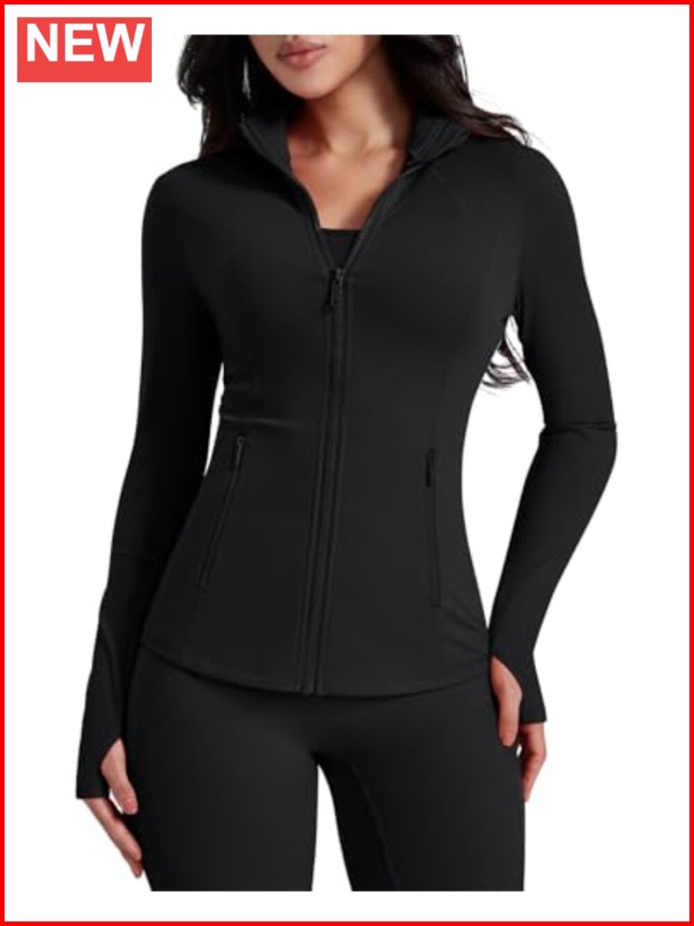 Women's Lightweight Zip Up Workout Jacket Running Gym Top Thumbholes